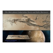 The Mars planet Valles Marineris shaded relief posters