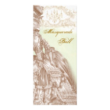 The Masquerade Ball,  Menu teal and gold Custom Invites