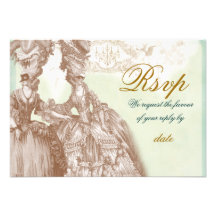 The Masquerade Ball ,RSVP  teal and gold Personalized Announcements