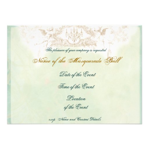 The Masquerade Ball, teal and gold Custom Announcements