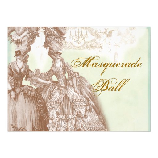 The Masquerade Ball, teal and gold Custom Announcements