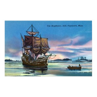 The Mayflower Landing in 1620 Scene print