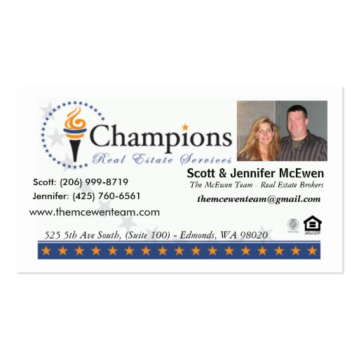 The McEwen Team card (Champions Real Estate) Business Card Templates