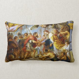 The Meeting of Abraham and Melchizedek Rubens art Throw Pillow