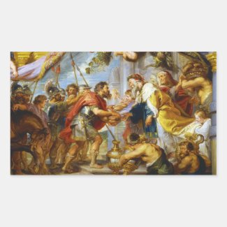 The Meeting of Abraham and Melchizedek Rubens art Rectangle Stickers