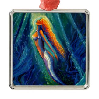 The Mermaid & The Mirror Ornament ornament