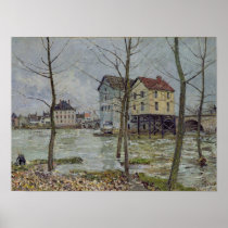 The Mills at Moret-sur-Loing, Winter, 1890 Posters