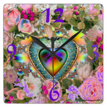 THE MIRACULOUS HEART LOVING WALL CLOCK FLORAL