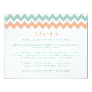 The Modern Chevron Wedding Collection Peach & Mint 4.25x5.5 Paper Invitation Card
