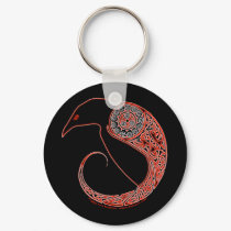 The Morrigan Celtic Raven Keychain, Black