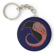 The Morrigan Celtic Raven Keychain, Blue