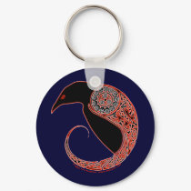The Morrigan Celtic Raven Keychain, Blue
