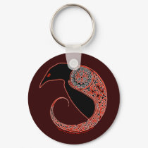 The Morrigan Celtic Raven Keychain, Brown