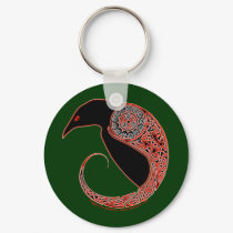 The Morrigan Celtic Raven Keychain, Green