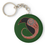 The Morrigan Celtic Raven Keychain, Green
