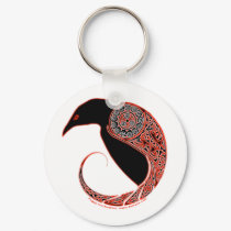 The Morrigan Celtic Raven Keychain, White