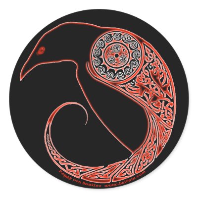 The Morrigan Celtic Raven Stickers, Black from Zazzle.