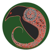 The Morrigan Celtic Raven Stickers, Green