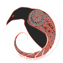 The Morrigan Celtic Raven Stickers, White