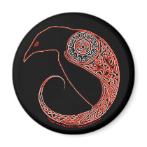 The Morrigan Raven Celtic knotwork magnets black by Beltain The Morrigan Raven Celtic knotwork magnets black