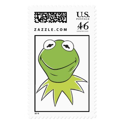 The Muppets Kermit similing Disney postage