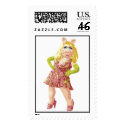 The Muppets Miss Piggy standing flowered dress stamp