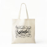 The name Laila in black inside stylish frame bags