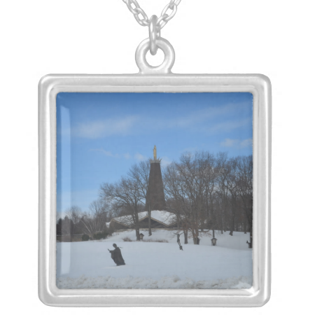 The National Blue Army Shrine Square Pendant Necklace