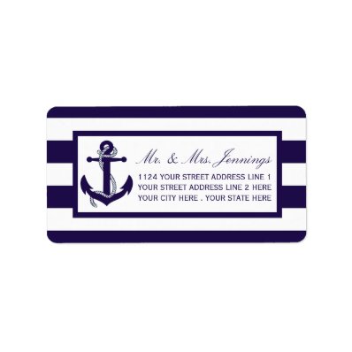 The Nautical Anchor Navy Stripe Wedding Collection Label