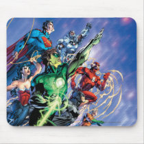 justice league new 52, jl new52, superman, wonder woman, aquaman, flash, cyborg, darkseid, batman, green lantern, dc comics, comic book covers, super heroes, Mouse pad with custom graphic design