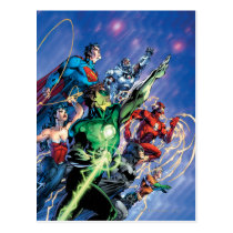 justice league new 52, jl new52, superman, wonder woman, aquaman, flash, cyborg, darkseid, batman, green lantern, dc comics, comic book covers, super heroes, Postkort med brugerdefineret grafisk design