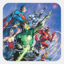 justice league new 52, jl new52, superman, wonder woman, aquaman, flash, cyborg, darkseid, batman, green lantern, dc comics, comic book covers, super heroes, Sticker with custom graphic design