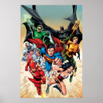 justice league new 52, jl new52, superman, wonder woman, aquaman, flash, cyborg, darkseid, batman, green lantern, dc comics, comic book covers, super heroes, Plakat med brugerdefineret grafisk design