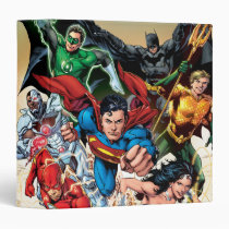 justice league new 52, jl new52, superman, wonder woman, aquaman, flash, cyborg, darkseid, batman, green lantern, dc comics, comic book covers, super heroes, Binder with custom graphic design