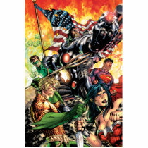 justice league new 52, jl new52, superman, wonder woman, aquaman, flash, cyborg, darkseid, batman, green lantern, dc comics, comic book covers, super heroes, Photo Sculpture with custom graphic design