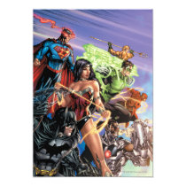 justice league new 52, jl new52, superman, wonder woman, aquaman, flash, cyborg, darkseid, batman, green lantern, dc comics, comic book covers, super heroes, Invitation med brugerdefineret grafisk design