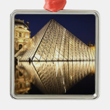 The night view of the glass Pyramid of Musee du Ornament