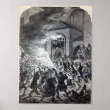 The 'No Popery' rioters burning the prison Posters