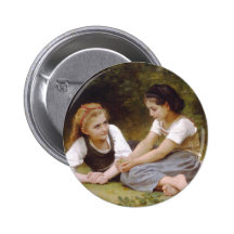 The Nut Gatherers, William-Adolphe Bouguereau Pinback Button