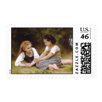 The Nut Gatherers, William-Adolphe Bouguereau Postage Stamp