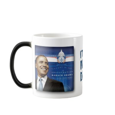the obamas, new day, 1. 20. 2009 mugs by cocodalo