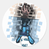 artsprojekt, child, blue, periscope, hand, eye, Sticker with custom graphic design