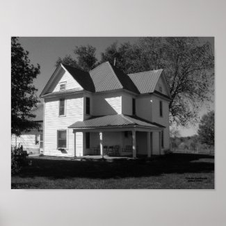 The Old Farmhouse, black and white print