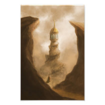 the old observation tower fantasy photo print