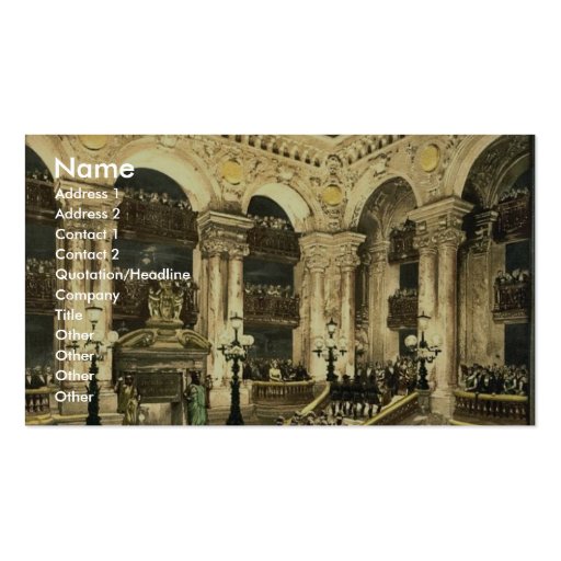 The Opera House, the inauguration of the opera, Pa Business Card Template (front side)