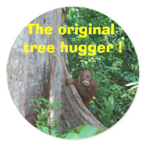The original tree hugger - sticker by Rebecca_Reeder The original tree hugger - sticker