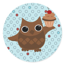 The Owl and the Cupcake Round Sticker
