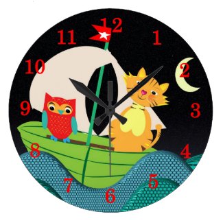 The Owl And The Pussy Cat Cute Kids Clock