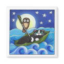 The Owl and the Pussycat - Cat Magnet by LisaMarieArt The Owl and the Pussycat - Cat Magnet