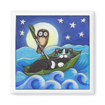The Owl and the Pussycat - Cat Magnet by LisaMarieArt The Owl and the Pussycat - Cat Magnet